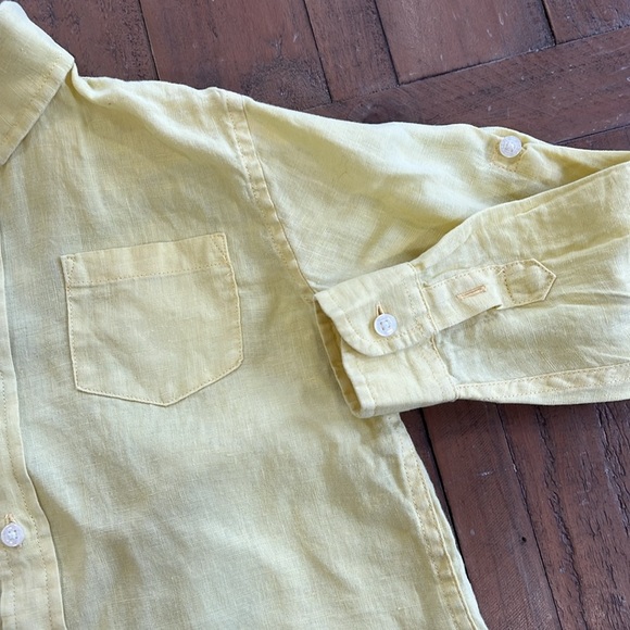 Janie and jack linen yellow roll cuff button down shirt - Picture 2 of 5